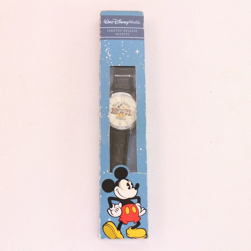 Walt Disney World Mickey Mouse Watch NIB Limited Release Analog Leather Strap